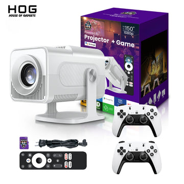 HCS350  Android plus Game Projector Support 8K with Two Heavy Built Wireless Controllers