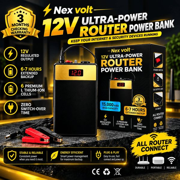 12V Wifi Router Ups 15000mAh | Mini Ups Power Bank for Wifi Router - Internet Backup Ups