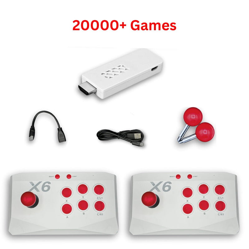 X6 Video Game Console with Double Arcade Joystick 64GB Built-in 20000+ Games