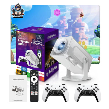 HCS350  Android plus Game Projector Support 8K with Two Heavy Built Wireless Controllers